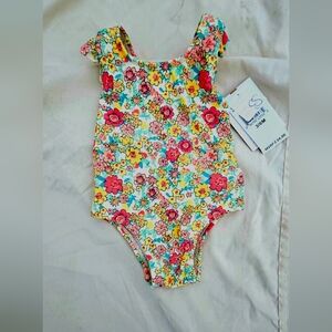 Jessica Simpson baby swimsuit bright floral print